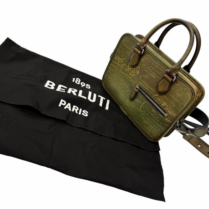 美品□BERLUTI ベルルッティ アンジュール ガリバー ゴールデンパティーヌレザー スクリット カリグラフィ 2WAY ショルダーバッグ 伊製