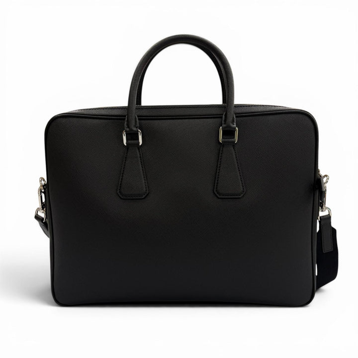 極美品▼PRADA プラダ 2VE022 サフィアーノレザー トライアングルロゴ 三角プレート 2WAY ブリーフケース ビジネスバッグ 定価715000円