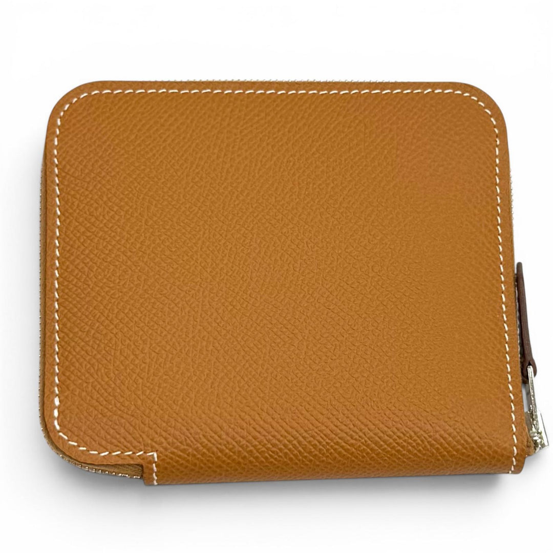 未使用品★HERMES エルメス アザップ コンパクト シルクイン ゴールド ヴォーエプソン ラウンドファスナー コインケース 財布 K刻印 箱付