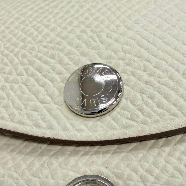 美品△HERMES エルメス カルヴィ デュオ ヴォーエプソン クレ シルバー金具 コンパクトウォレット コインケース W刻印 フランス製 箱付き