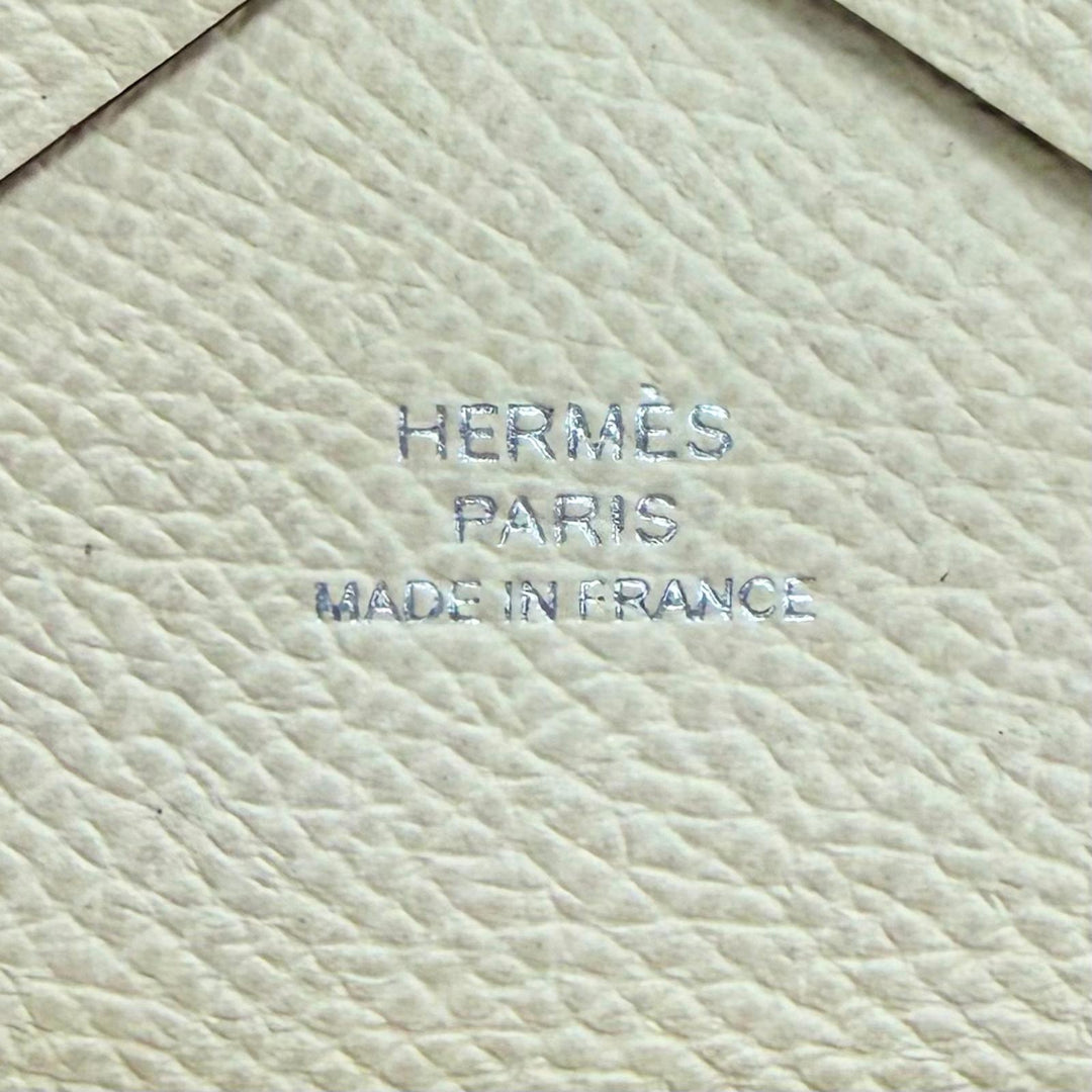 美品△HERMES エルメス カルヴィ デュオ ヴォーエプソン クレ シルバー金具 コンパクトウォレット コインケース W刻印 フランス製 箱付き