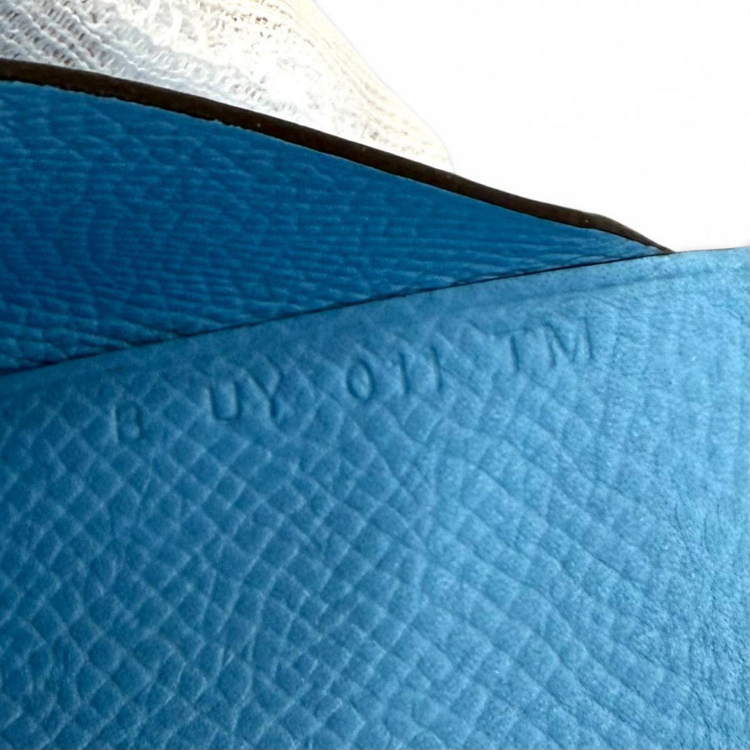 極美品★HERMES エルメス カルヴィ デュオ セレステ ヴォーエプソン セリエ金具 コンパクトウォレット コンパクト財布 B刻印 箱付