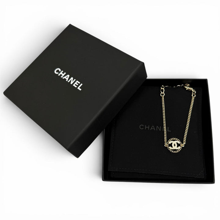 極美品★CHANEL シャネル A25B ABG297 ラインストーン ココマーク ブレスレット ゴールド フランス製 レディース 箱・保存袋付き
