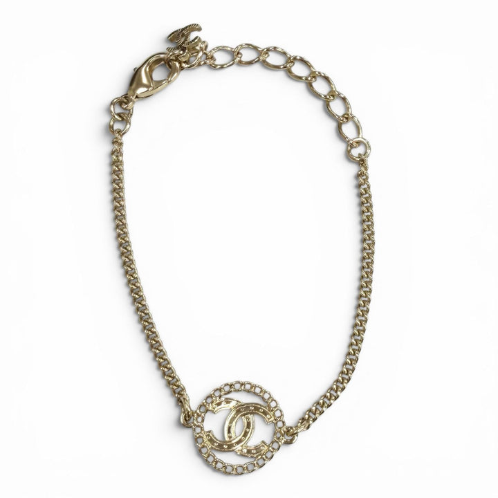 極美品★CHANEL シャネル A25B ABG297 ラインストーン ココマーク ブレスレット ゴールド フランス製 レディース 箱・保存袋付き