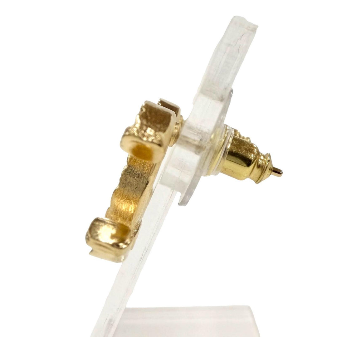 美品◇CHANEL シャネル B24V ABB375 ココマーク ツイード彫り ピアス アクセサリー 両耳用 ゴールド イタリア製 レディース 箱付き