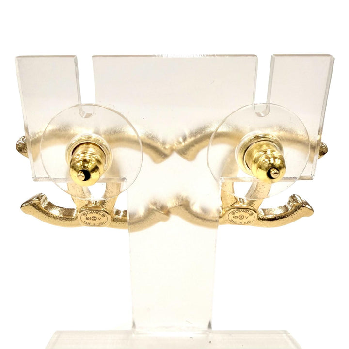 美品◇CHANEL シャネル B24V ABB375 ココマーク ツイード彫り ピアス アクセサリー 両耳用 ゴールド イタリア製 レディース 箱付き