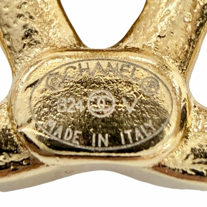 美品◇CHANEL シャネル B24V ABB375 ココマーク ツイード彫り ピアス アクセサリー 両耳用 ゴールド イタリア製 レディース 箱付き