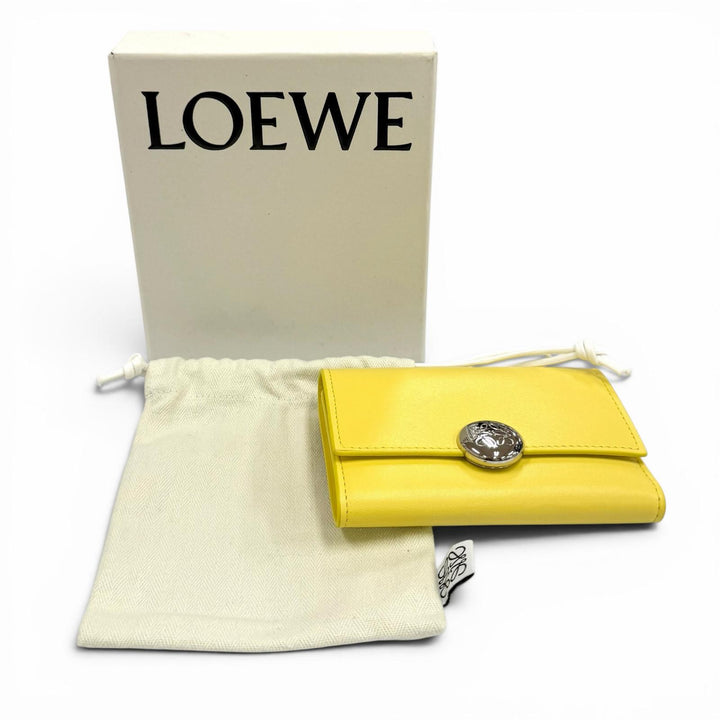 良品★LOEWE ロエベ CANBS33X01 ペブル バーティカルウォレット スモール シャイニーナパカーフ ライトシトリン アナグラム金具 箱・袋付