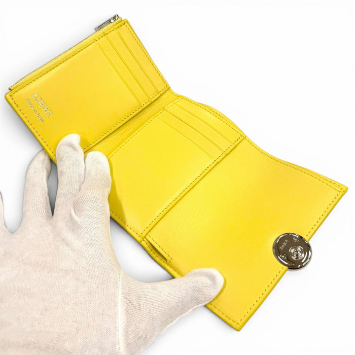 良品★LOEWE ロエベ CANBS33X01 ペブル バーティカルウォレット スモール シャイニーナパカーフ ライトシトリン アナグラム金具 箱・袋付