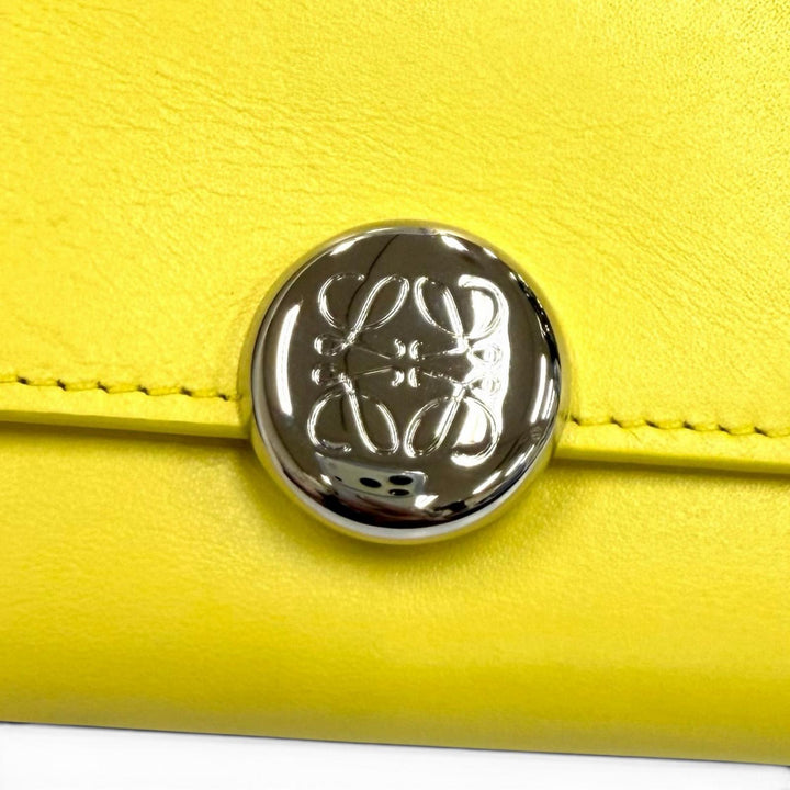 良品★LOEWE ロエベ CANBS33X01 ペブル バーティカルウォレット スモール シャイニーナパカーフ ライトシトリン アナグラム金具 箱・袋付