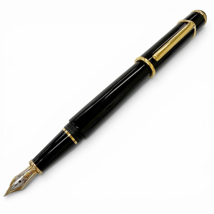 美品□Cartier カルティエ ペン先18K ブルージェムストーン ディアボロドゥ カルティエ キャップ式 万年筆 ブラック ゴールド フランス製