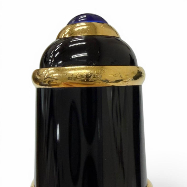 美品□Cartier カルティエ ペン先18K ブルージェムストーン ディアボロドゥ カルティエ キャップ式 万年筆 ブラック ゴールド フランス製