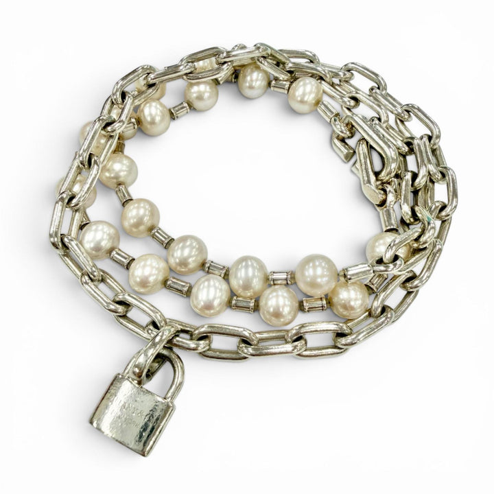 良品◇TIFFANY&amp;Co. ティファニー ハードウェア パール ロック AG925 ネックレス ブレスレット 2WAY シルバー イタリア製 重量49.19g 箱付