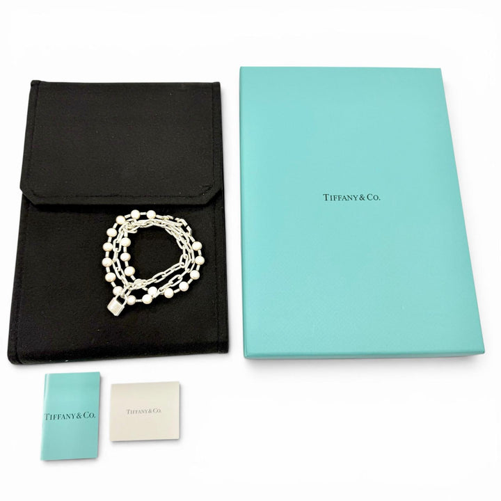 良品◇TIFFANY&amp;Co. ティファニー ハードウェア パール ロック AG925 ネックレス ブレスレット 2WAY シルバー イタリア製 重量49.19g 箱付