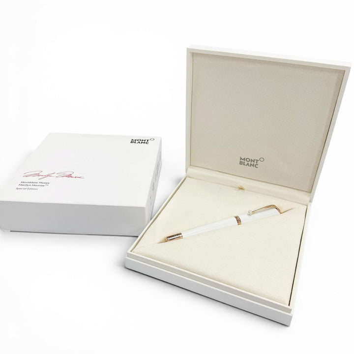 極美品▼MONTBLANC モンブラン マリリン モンロー スペシャルエディション パール ホワイトスター ローラーボール 筆記◎ 定価185900円