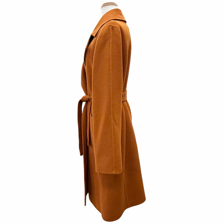 極美品△Max Mara マックスマーラ 10163093 クチートアマーノ アンゴラ カシミヤ混 ロゴボタン ベルトラップコート ブラウン 40 正規品
