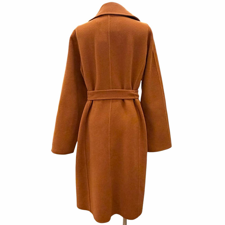 極美品△Max Mara マックスマーラ 10163093 クチートアマーノ アンゴラ カシミヤ混 ロゴボタン ベルトラップコート ブラウン 40 正規品