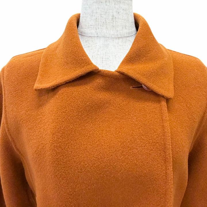 極美品△Max Mara マックスマーラ 10163093 クチートアマーノ アンゴラ カシミヤ混 ロゴボタン ベルトラップコート ブラウン 40 正規品