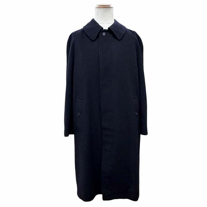 美品△Burberrys バーバリー ヴィンテージ カシミヤ100％ ステンカラーコート ダークネイビー 約M～Lサイズ相当 イングランド製 メンズ
