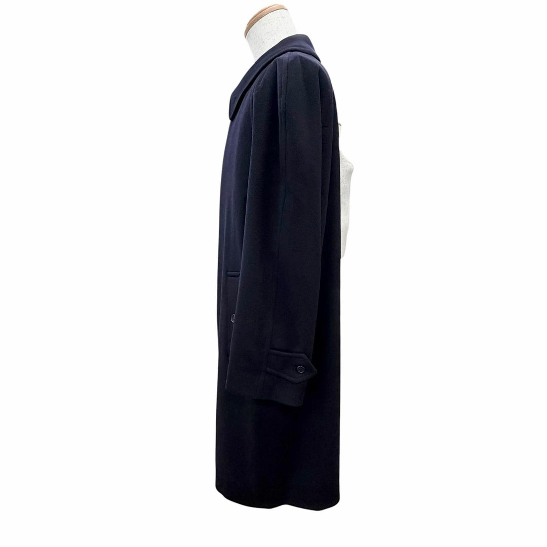 美品△Burberrys バーバリー ヴィンテージ カシミヤ100％ ステンカラーコート ダークネイビー 約M～Lサイズ相当 イングランド製 メンズ