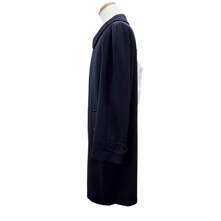 美品△Burberrys バーバリー ヴィンテージ カシミヤ100％ ステンカラーコート ダークネイビー 約M～Lサイズ相当 イングランド製 メンズ