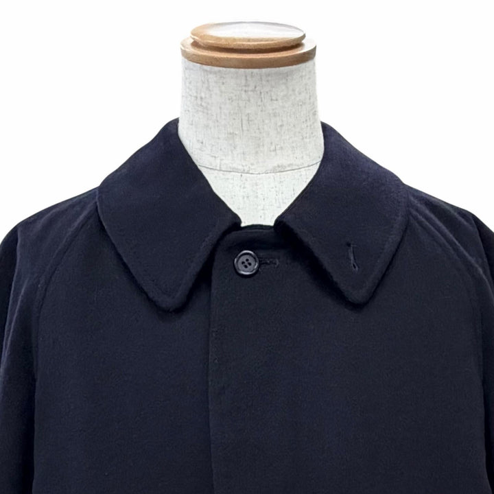 美品△Burberrys バーバリー ヴィンテージ カシミヤ100％ ステンカラーコート ダークネイビー 約M～Lサイズ相当 イングランド製 メンズ