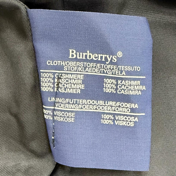 美品△Burberrys バーバリー ヴィンテージ カシミヤ100％ ステンカラーコート ダークネイビー 約M～Lサイズ相当 イングランド製 メンズ