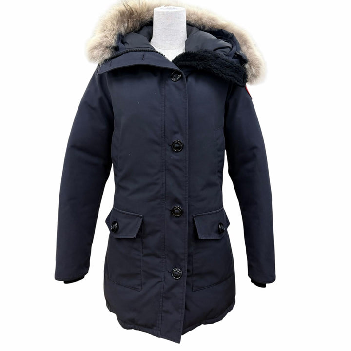 良品☆CANADA GOOSE カナダグース 2603JL BRONTE PARKA ブロンテパーカ ファー・フード付 ダウンコート ネイビー S 正規品 レディース