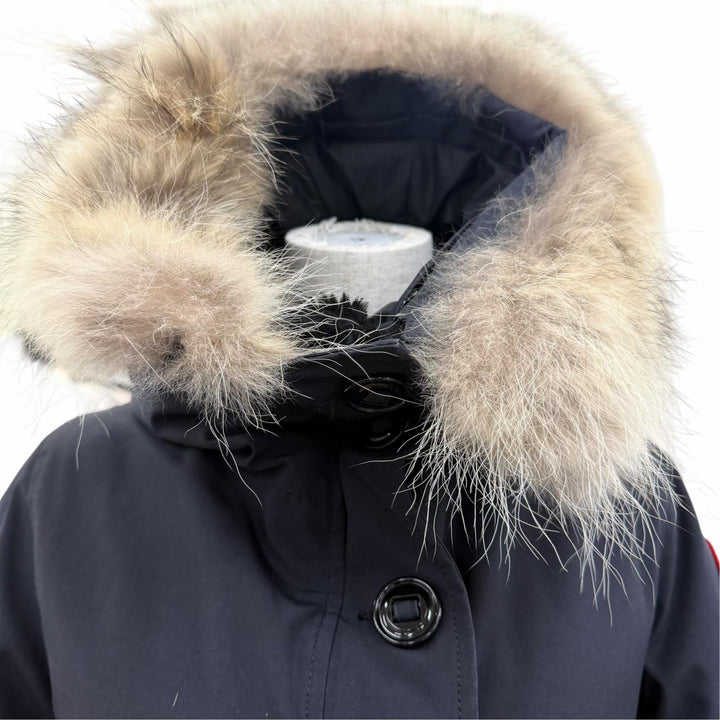 良品☆CANADA GOOSE カナダグース 2603JL BRONTE PARKA ブロンテパーカ ファー・フード付 ダウンコート ネイビー S 正規品 レディース
