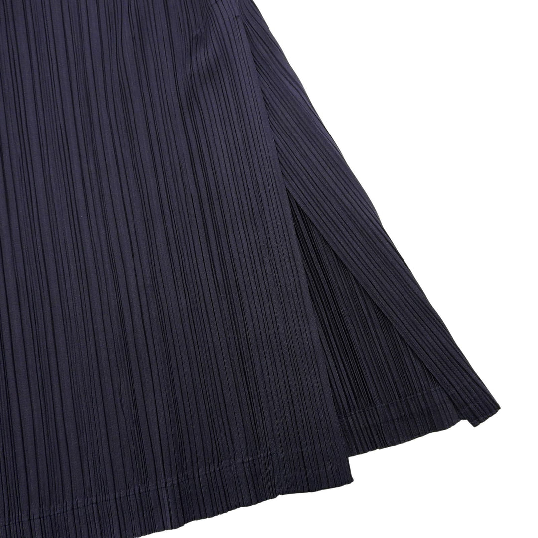 極美品▲PLEATS PLEASE プリーツプリーズ イッセイミヤケ PP01-JH187 ミモレ丈 プリーツワンピース ネイビー 3 日本製 正規品 レディース