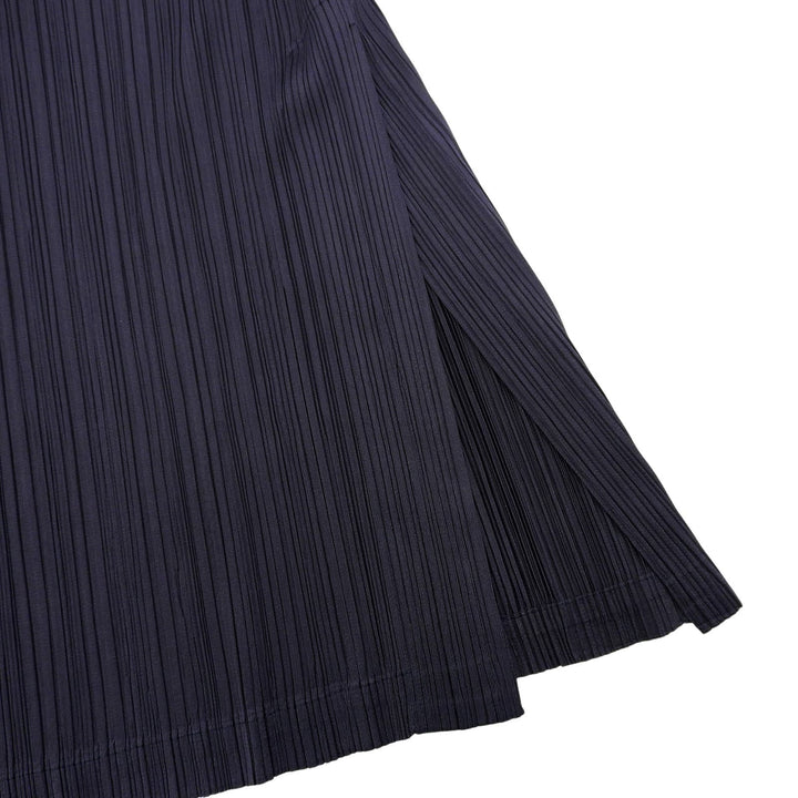 極美品▲PLEATS PLEASE プリーツプリーズ イッセイミヤケ PP01-JH187 ミモレ丈 プリーツワンピース ネイビー 3 日本製 正規品 レディース