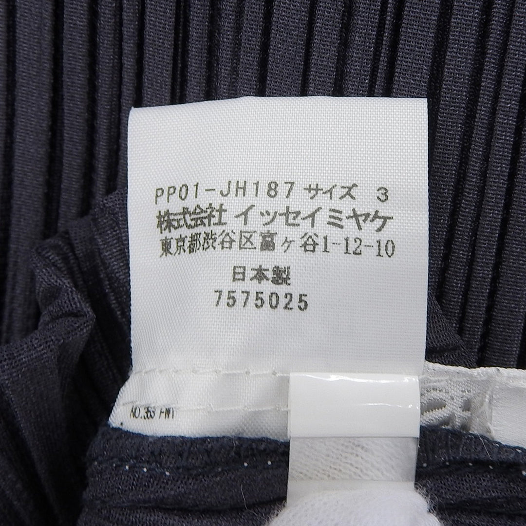 極美品▲PLEATS PLEASE プリーツプリーズ イッセイミヤケ PP01-JH187 ミモレ丈 プリーツワンピース ネイビー 3 日本製 正規品 レディース