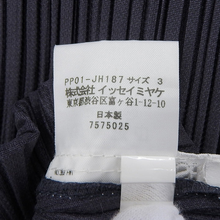 極美品▲PLEATS PLEASE プリーツプリーズ イッセイミヤケ PP01-JH187 ミモレ丈 プリーツワンピース ネイビー 3 日本製 正規品 レディース
