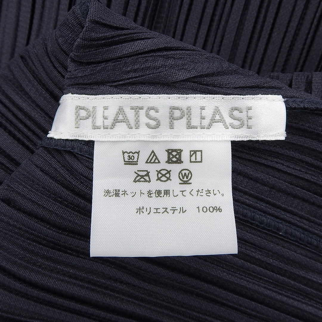 極美品▲PLEATS PLEASE プリーツプリーズ イッセイミヤケ PP01-JH187 ミモレ丈 プリーツワンピース ネイビー 3 日本製 正規品 レディース