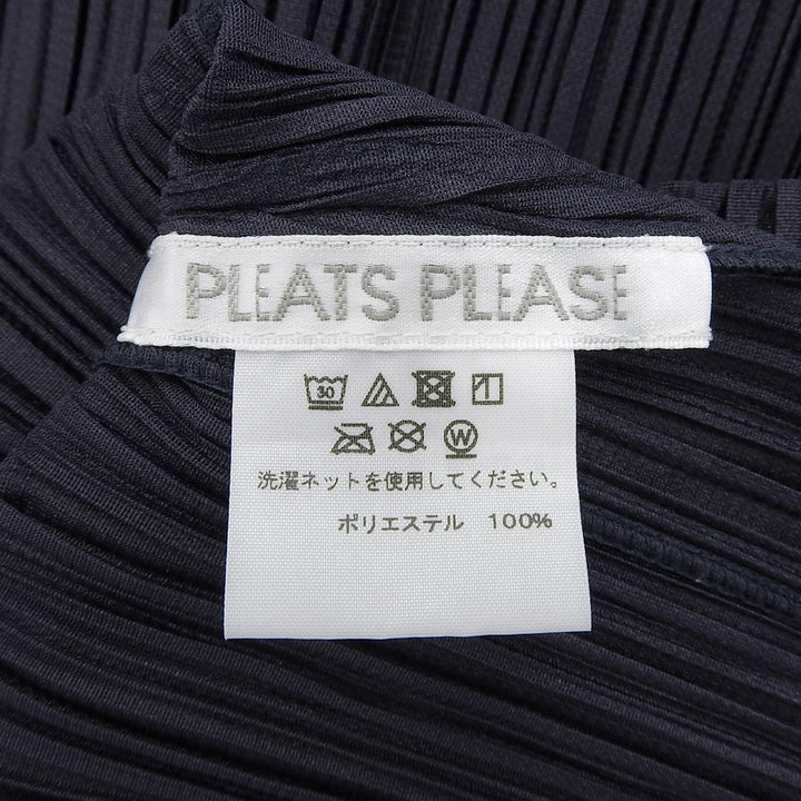 極美品▲PLEATS PLEASE プリーツプリーズ イッセイミヤケ PP01-JH187 ミモレ丈 プリーツワンピース ネイビー 3 日本製 正規品 レディース