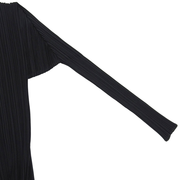 美品▲PLEATS PLEASE プリーツプリーズ イッセイミヤケ PP05-JA001 オープンフロント ロングカーディガン 黒 2 日本製 正規品 レディース