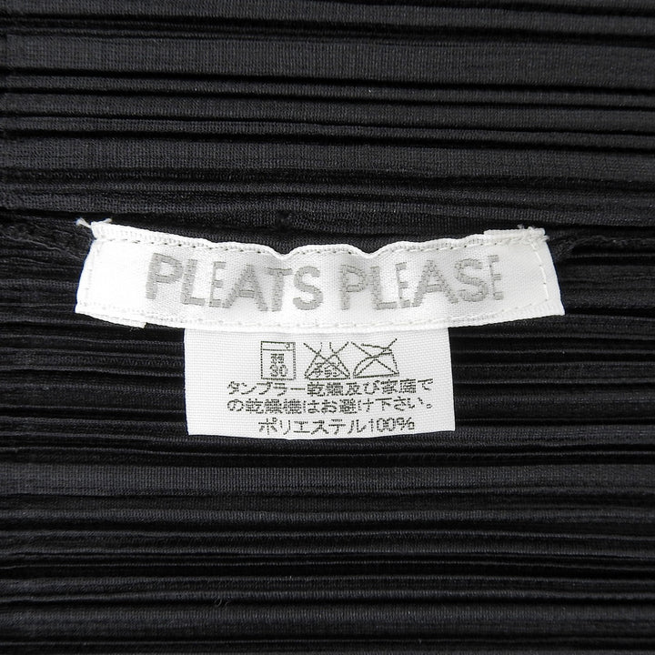 美品▲PLEATS PLEASE プリーツプリーズ イッセイミヤケ PP05-JA001 オープンフロント ロングカーディガン 黒 2 日本製 正規品 レディース