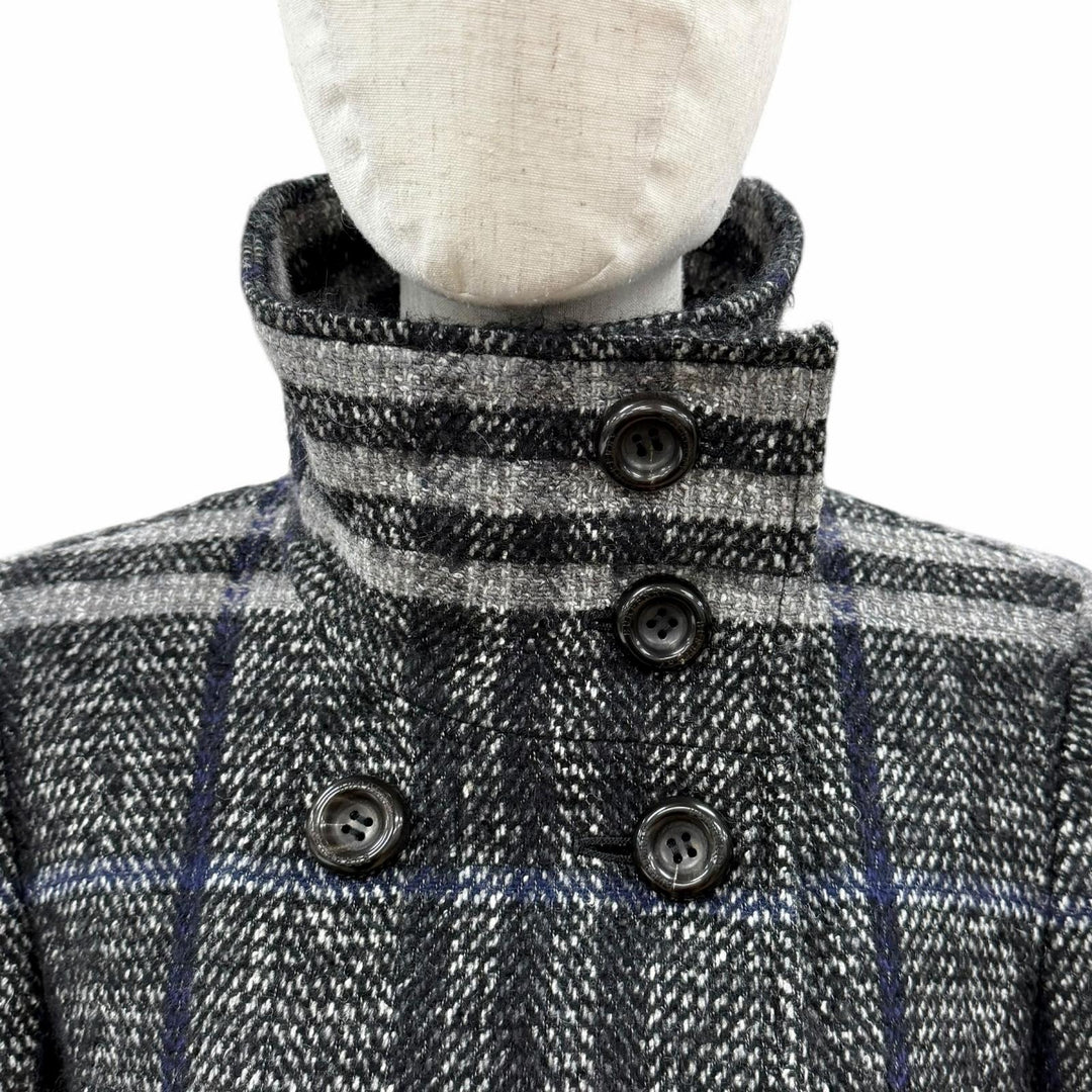 極美品◇BURBERRY LONDON バーバリーロンドン モヘア シルク混 チェック柄 ダブルブレスト コート ブラック グレー 38　日本製 正規品
