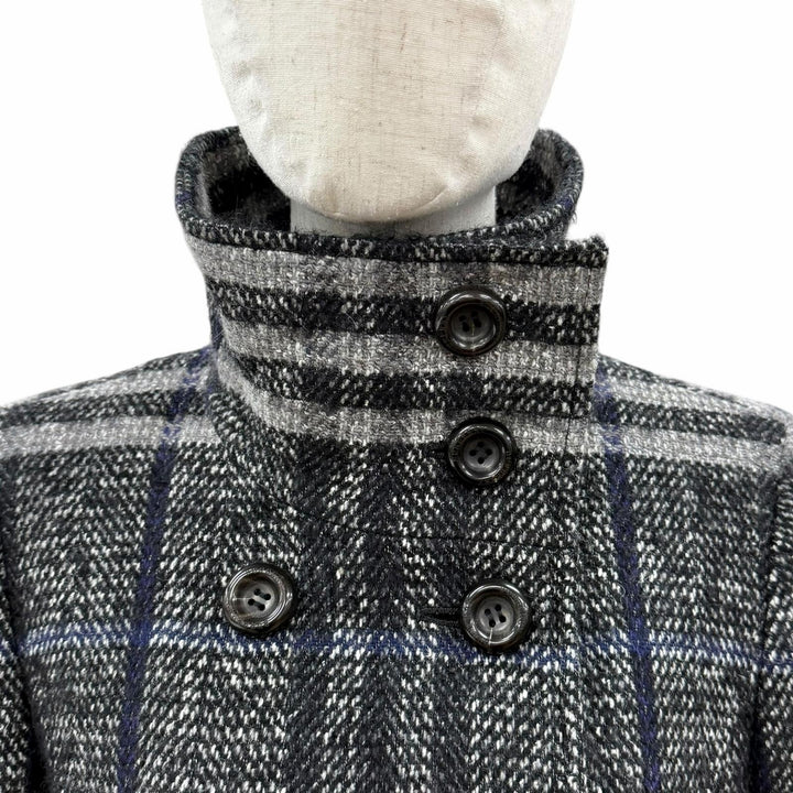 極美品◇BURBERRY LONDON バーバリーロンドン モヘア シルク混 チェック柄 ダブルブレスト コート ブラック グレー 38　日本製 正規品