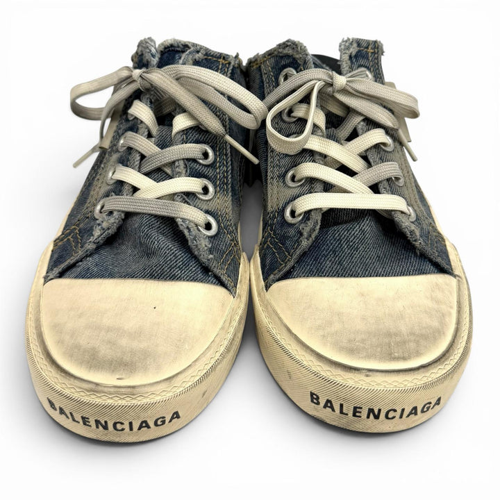 極美品★BALENCIAGA バレンシアガ 693952 デストロイドコットンデニム ヴィンテージ加工 ミュール スニーカー インディゴ 37 箱付き