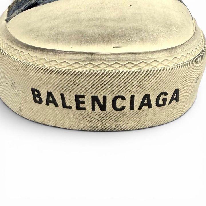 極美品★BALENCIAGA バレンシアガ 693952 デストロイドコットンデニム ヴィンテージ加工 ミュール スニーカー インディゴ 37 箱付き