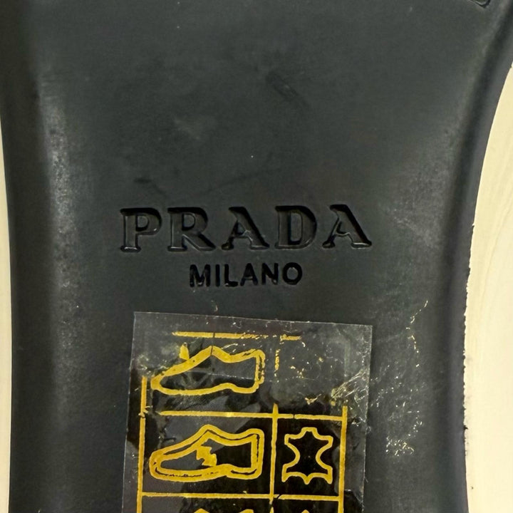 極美品★PRADA プラダ 1F200N トライアングルロゴ パテントレザー フラットパンプス アイボリー 35 イタリア製 レディース 箱・保存袋付