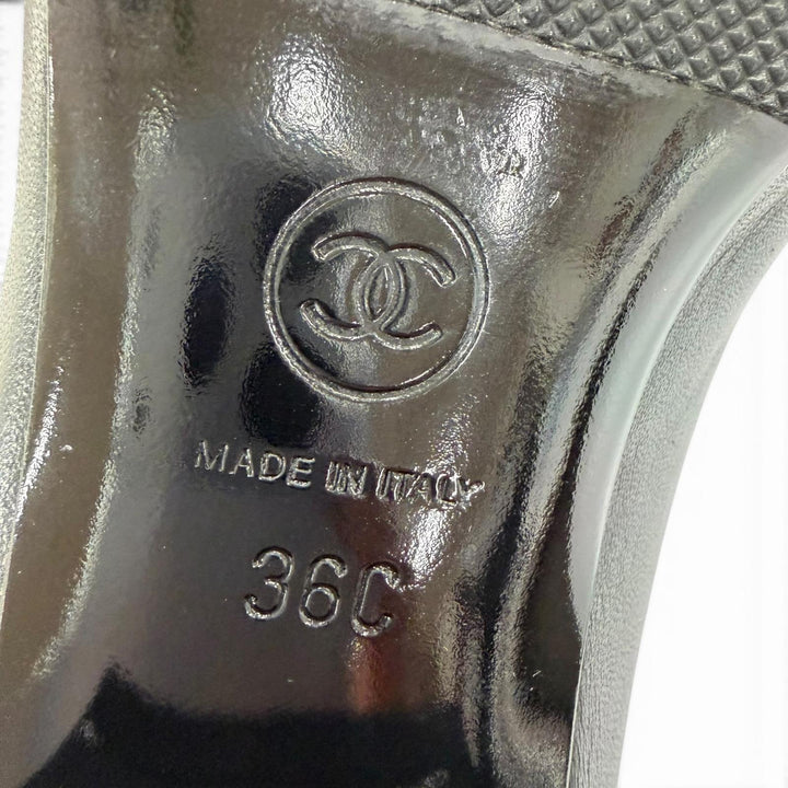 美品☆CHANEL シャネル 18B G34201 ココマーク マトラッセ レザー フラット パンプス ブラック 36 イタリア製 レディース 箱・保存袋付き