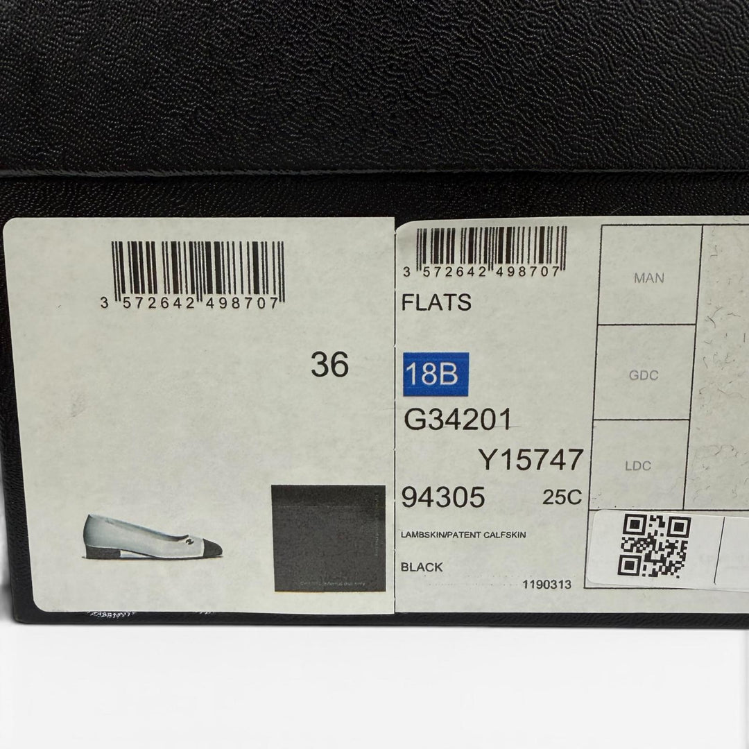 美品☆CHANEL シャネル 18B G34201 ココマーク マトラッセ レザー フラット パンプス ブラック 36 イタリア製 レディース 箱・保存袋付き