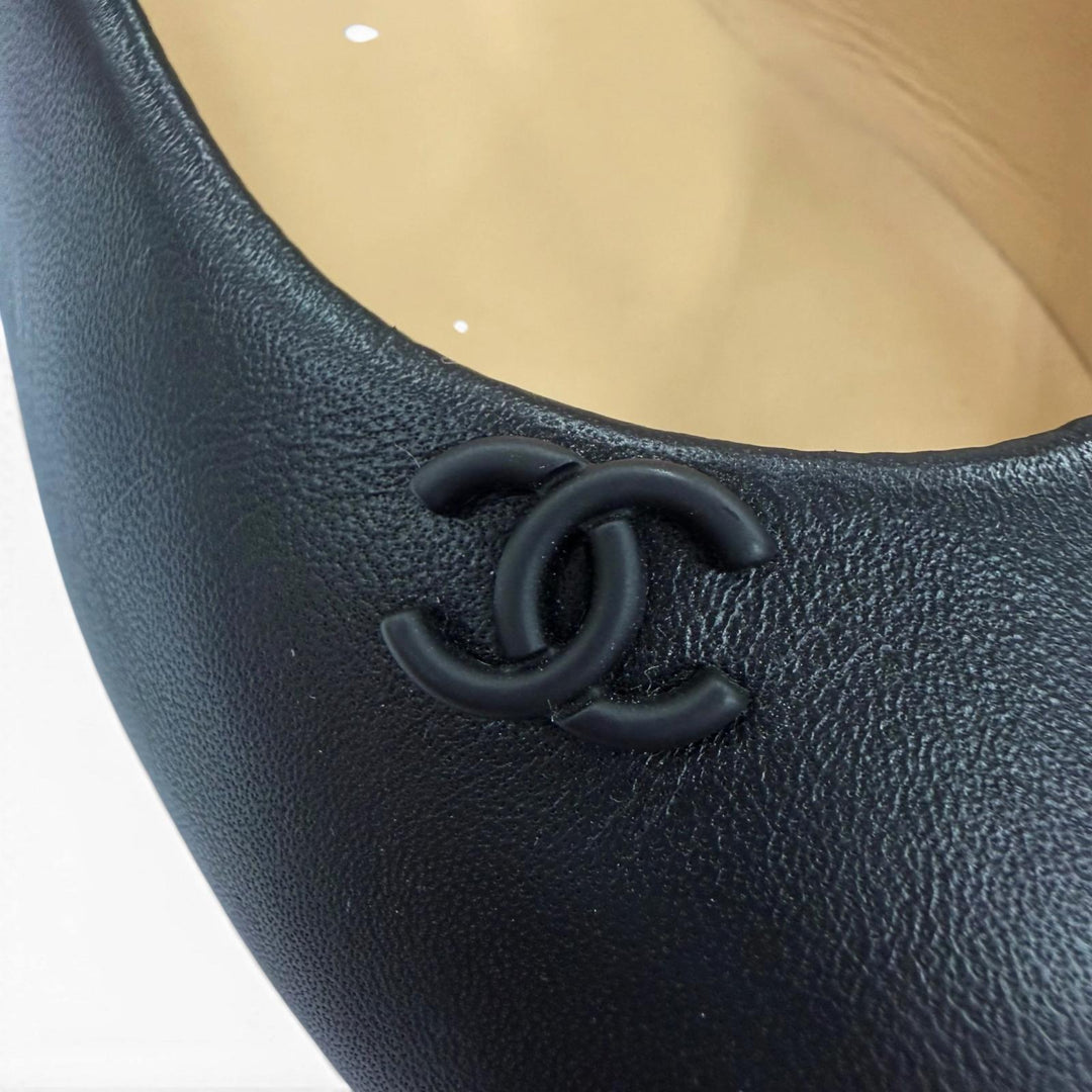 美品☆CHANEL シャネル 18B G34201 ココマーク マトラッセ レザー フラット パンプス ブラック 36 イタリア製 レディース 箱・保存袋付き