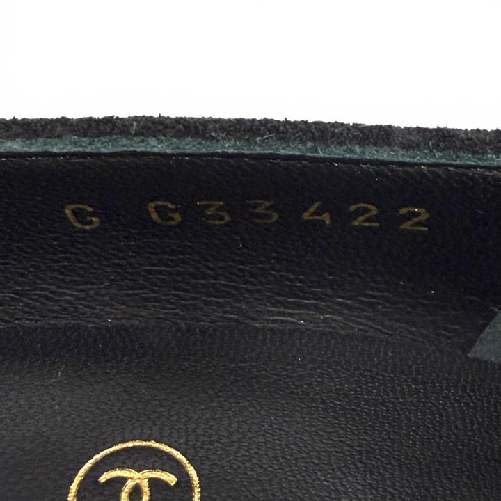 美品★CHANEL シャネル G33422 ココマーク フェイクパール装飾 パテント使い スウェードレザー パンプス ブラック ホワイト 35 伊製
