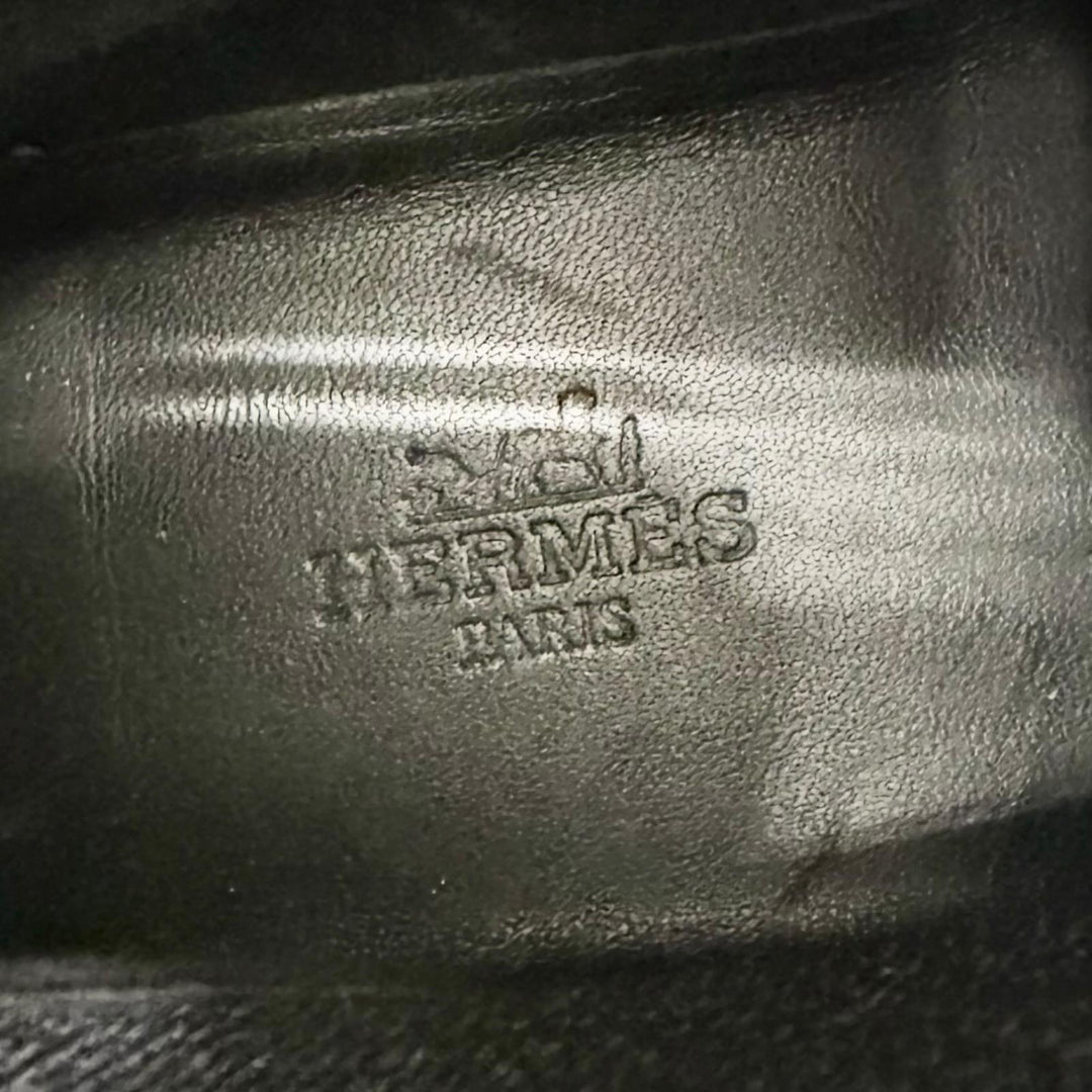 良品△HERMES エルメス ファン Hロゴソール レザー ファブリック ニット ソックス スニーカー ブラック 37 イタリア製 箱・保存袋付き