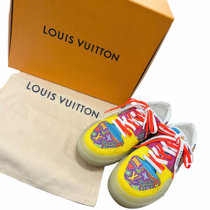 美品□LOUIS VUITTON ルイヴィトン 2020年製 LV オリライン キャンバス スウェードレザー モノグラム スニーカー マルチ 8 イタリア製
