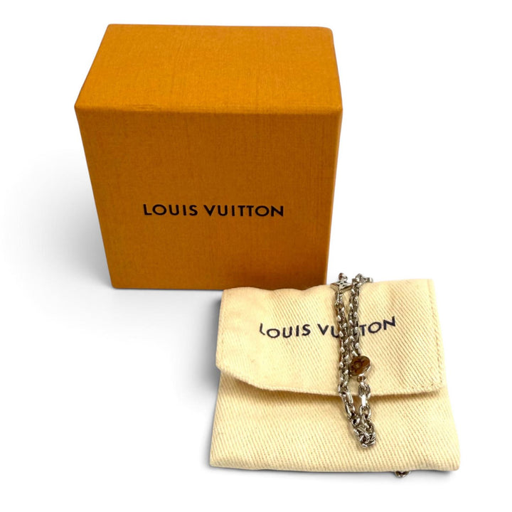 極美品★LOUIS VUITTON ルイヴィトン M02739 チェーン LV ユアーズ パラジウム LVロゴ モノグラムフラワー チェーン ネックレス 箱・袋付