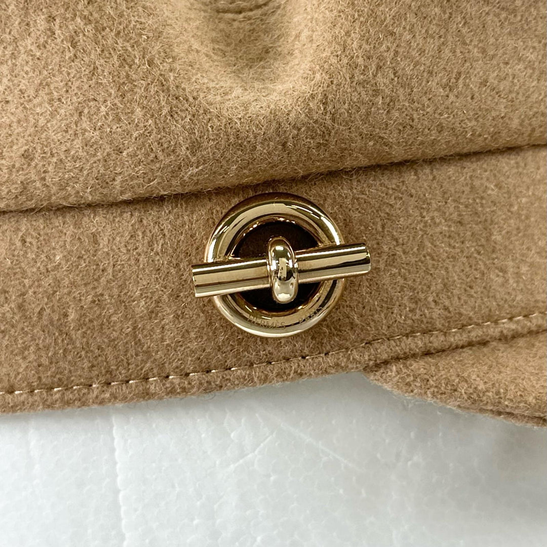 極美品▲HERMES エルメス ヴォーバン・セーラー ウール100％ グレナン金具 キャスケット キャメル 58 イタリア製 正規品 レディース 箱付